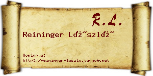 Reininger László névjegykártya